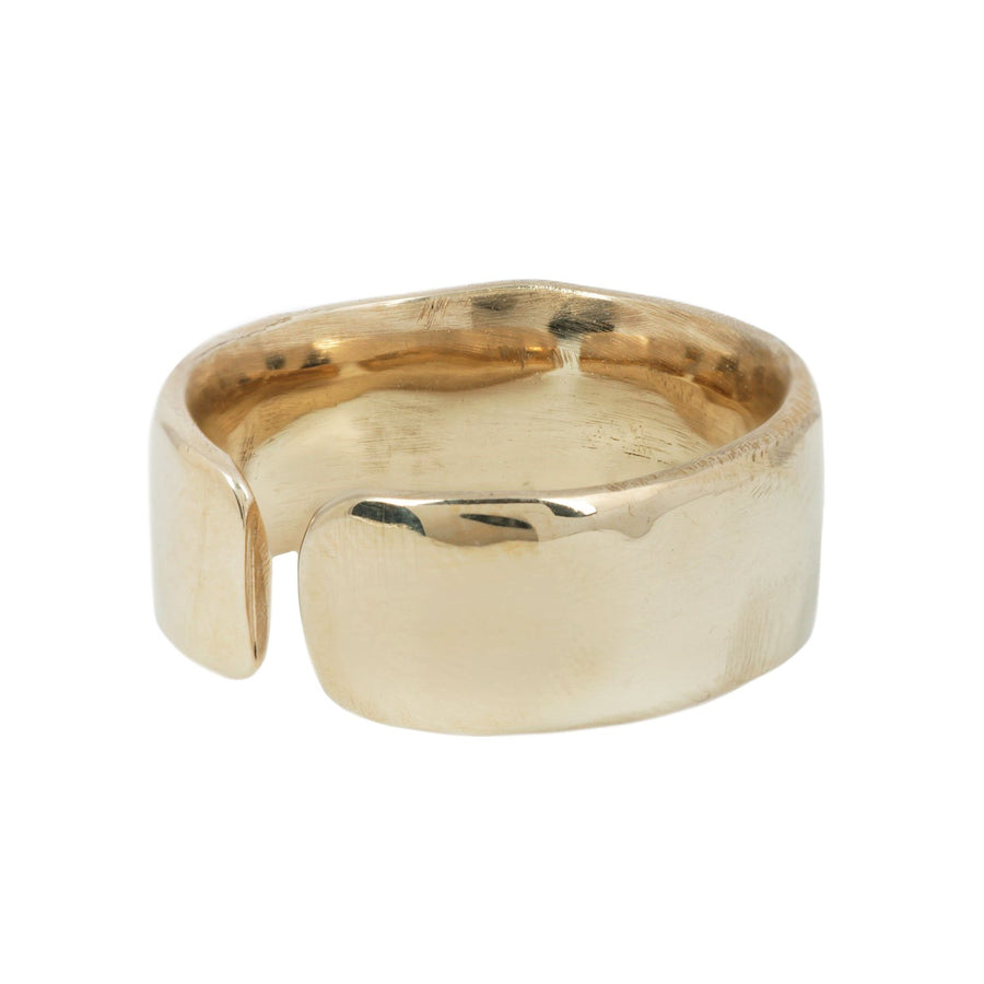 Wide band ring with subtle and slight natural texturing.  Opening allows the ring to be manipulated to be more open or closed for different sizing - Marisa Mason Jewelry - Marisa Mason Jewelry
