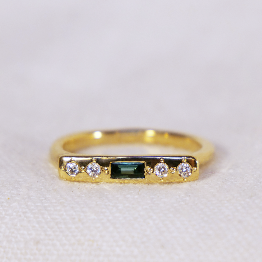 Message Ring - Baguette Tourmaline and Diamonds
