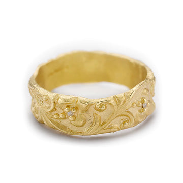 Wide Decorative Band with Diamonds