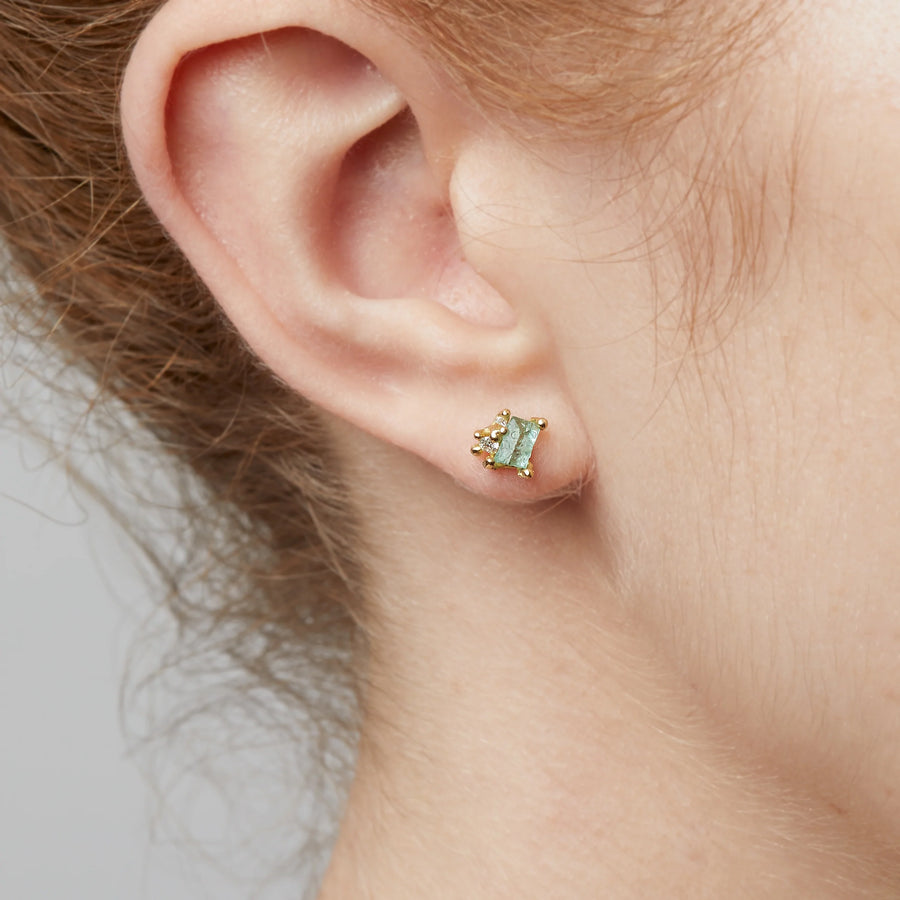 Raw Emerald and Diamond Encrusted Studs-OD Fine Earrings-Marisa Mason