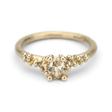Solitaire Champagne Diamond Encrusted Ring