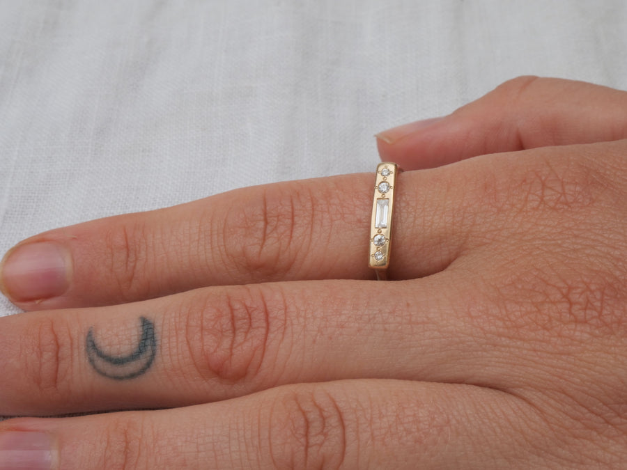 Baguette Diamond Message Ring-MM Fine Rings-Marisa Mason