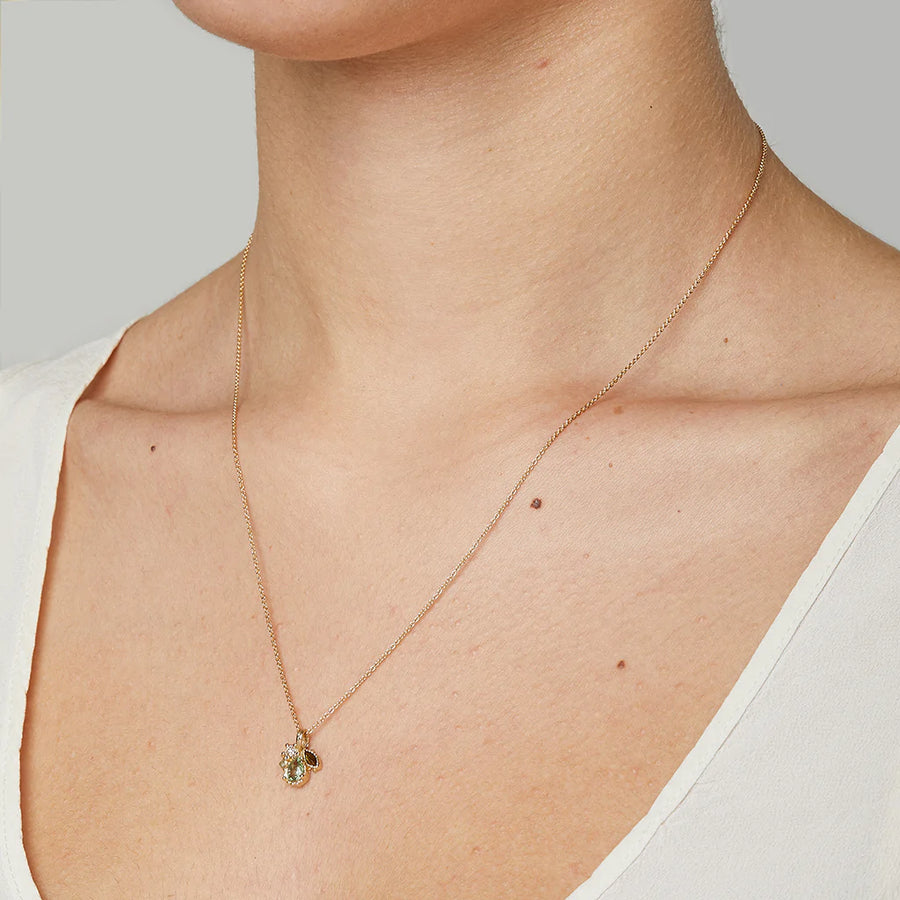 Mixed Cut Sapphire and Tourmaline Cluster Pendant with Diamonds-OD Fine Necklaces-Marisa Mason