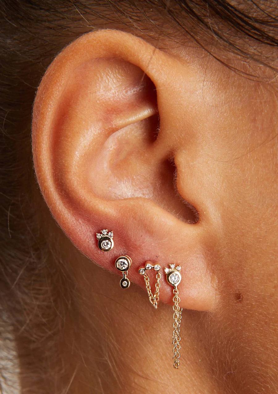 Bezel Stud with Diamond-OD Fine Earrings-Marisa Mason