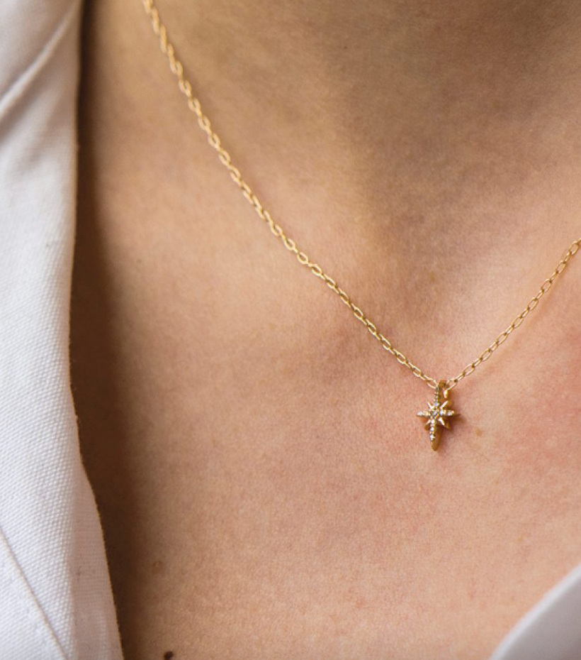 North Star Diamond Yellow Gold Necklace-OD Fine Necklaces-Marisa Mason
