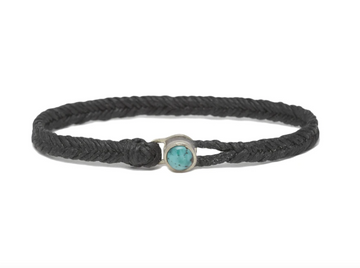 Turquoise Single Button Fishtail Waxed Bracelet-OD Fashion Bracelets-Marisa Mason