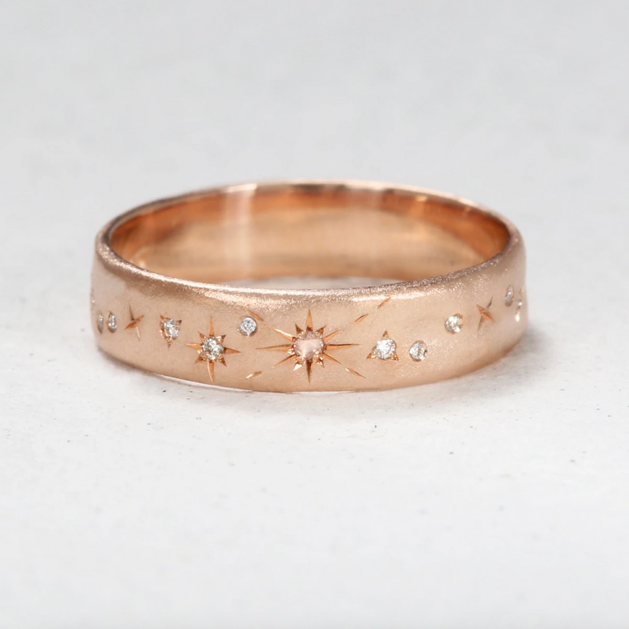 Sirciam 14k gold band eternity band wedding ring diamond stardust ring