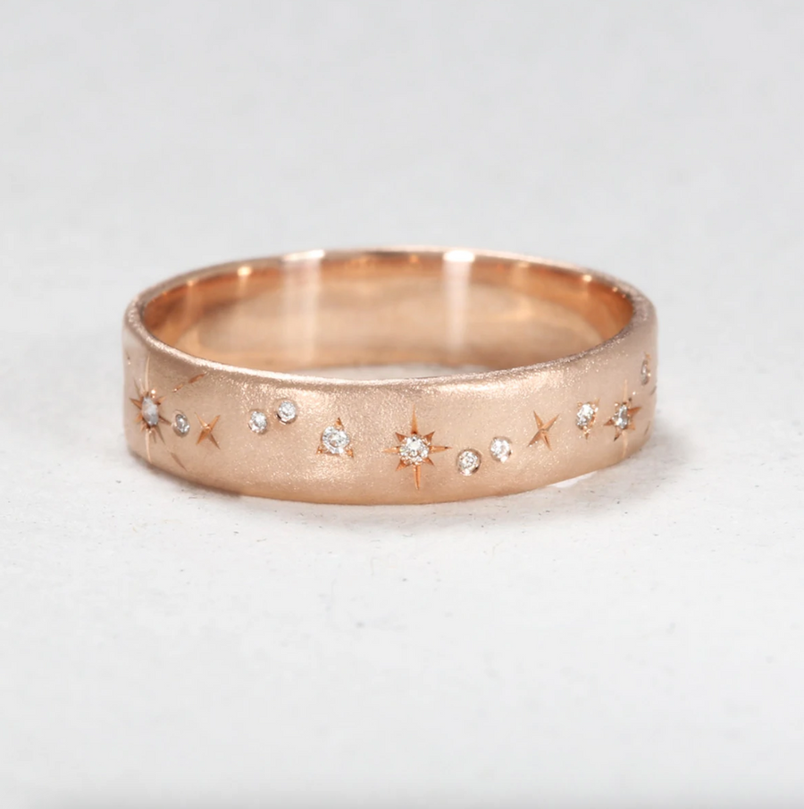 Sirciam 14k gold band eternity band wedding ring diamond stardust ring