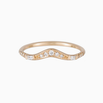 Celine Daoust 14k and diamond ring baguette diamond wedding band curved wedding ring