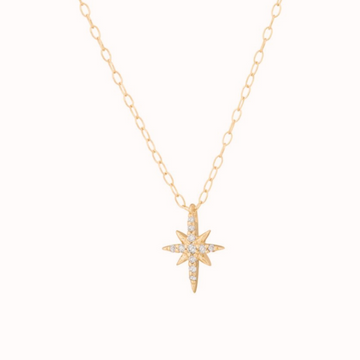 North Star Diamond Yellow Gold Necklace-OD Fine Necklaces-Marisa Mason