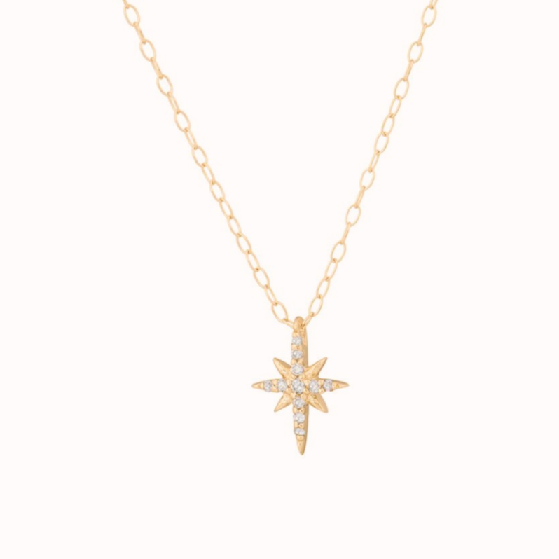 North Star Diamond Yellow Gold Necklace-OD Fine Necklaces-Marisa Mason