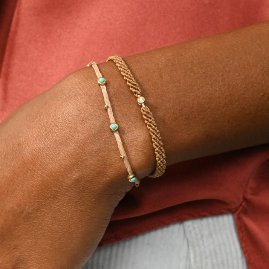 Bezel Charms Bracelet with Turquoise