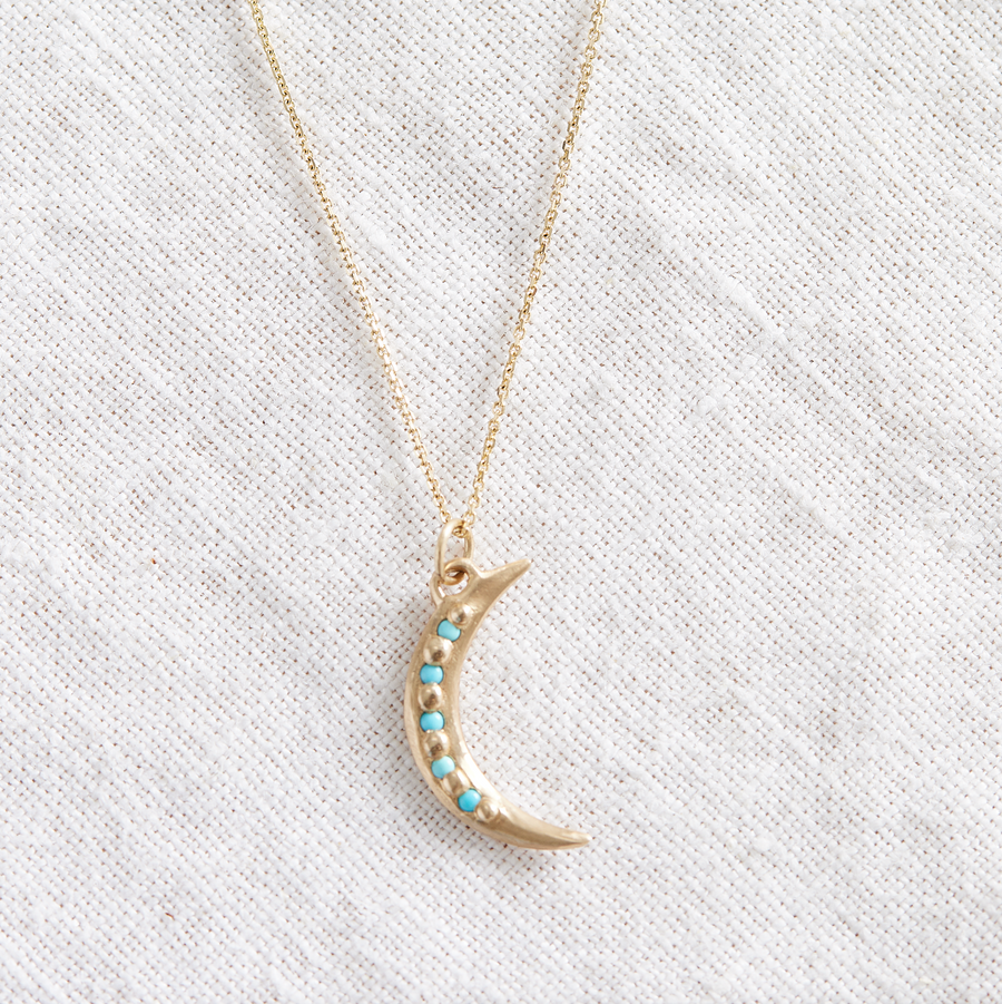 Crescent Turquoise Moon-MM Fine Necklaces-Marisa Mason
