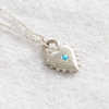 3 of 6: Sterling silver heart shaped Mini Sagrado with Turquoise bead set in the center -MM Fine Necklaces-Marisa Mason