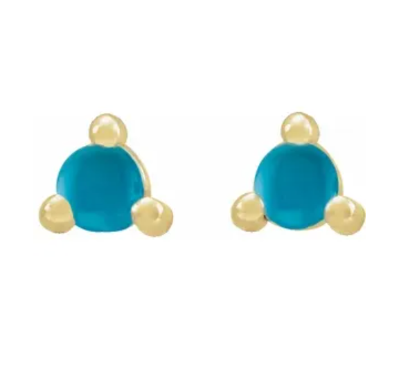 Turquoise Three Prong Studs-OD Fine Earrings-Marisa Mason