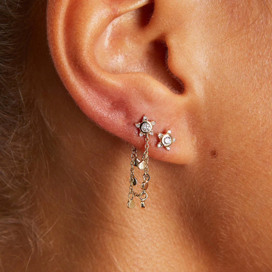 Diamond Star Chain Drop Earring-OD Fine Earrings-Marisa Mason