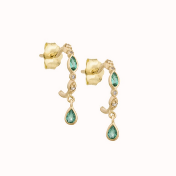 Emerald and Diamond Hoop Earring-OD Fine Earrings-Marisa Mason
