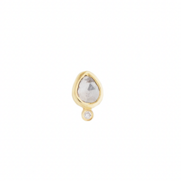 Geometric Grey Diamond Slice & Diamond Dot Stud-OD Fine Earrings-Marisa Mason
