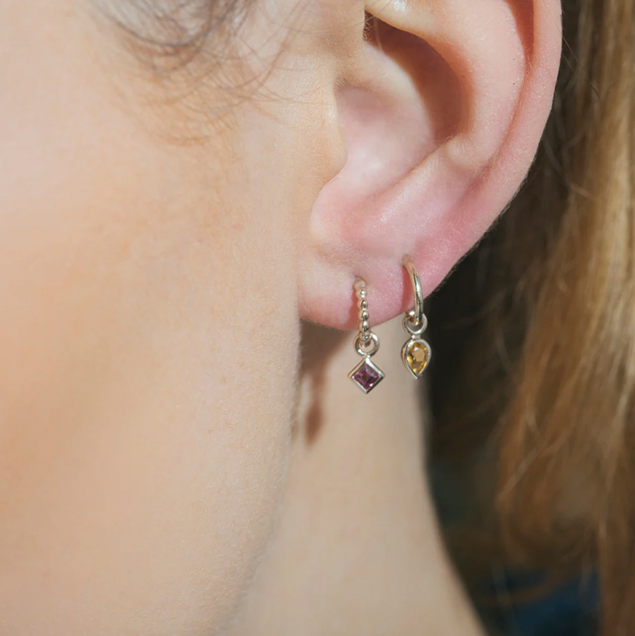 Princess Cut Gemstone Charm-OD Fine Earrings-Marisa Mason