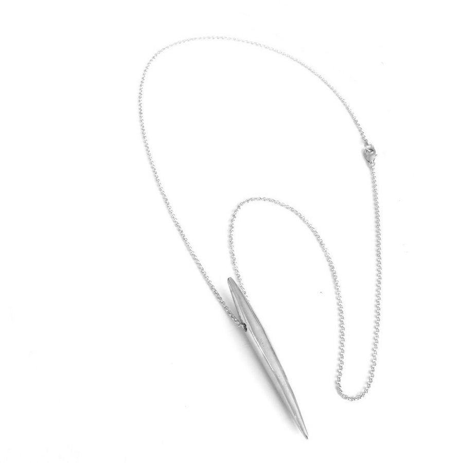 Double pointed silver pendant on chain-Marisa Mason Jewelry
