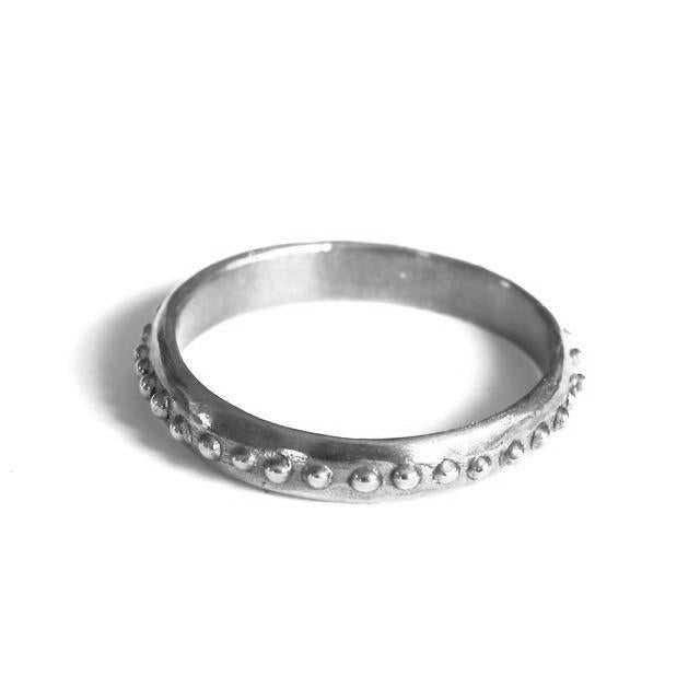 Thin ring with small granulation detail around entire band, about 3mm wide-Marisa Mason