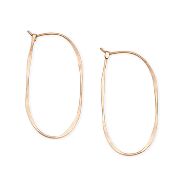 thin hoops of hammered gold-fill form a continuous oval that is finished with a hook closure - Fail Jewelry Oval Hoops-Fail-Marisa Mason Jewelry