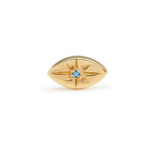 Gold Evil Eye Stud with Turquoise