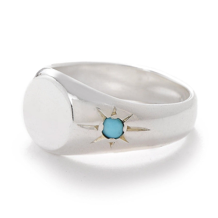 SCOSHA silver ring with turquoise points pinky ring