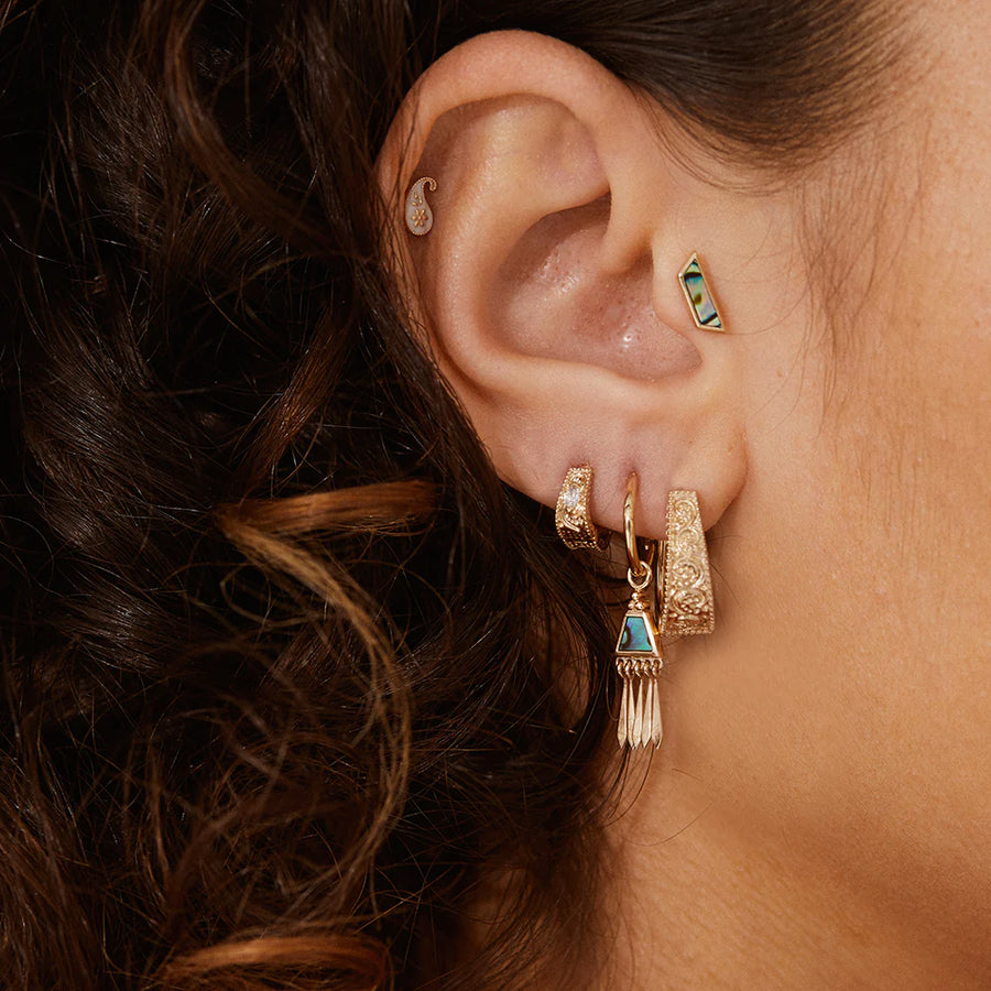 Dala Detail Textured Huggies-OD Fine Earrings-Marisa Mason