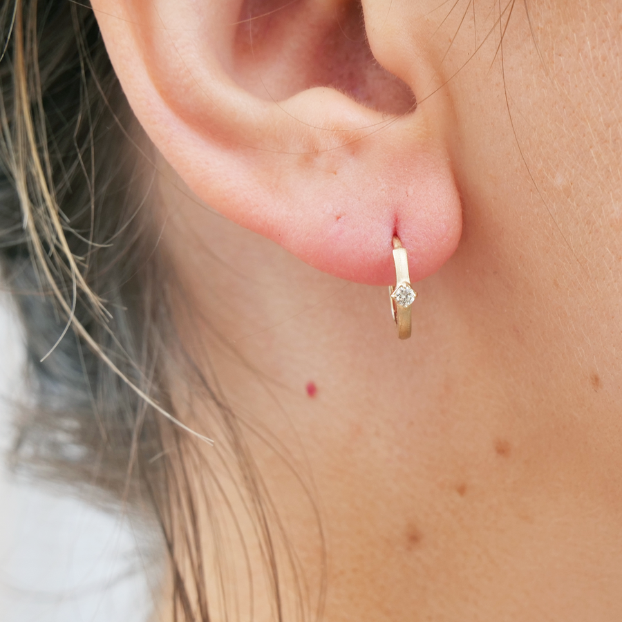 Matte Single Diamond Clicker-OD Fine Earrings-Marisa Mason